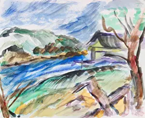 Richard Prints: House on an Inlet, 2014, Richard H. Fox (b.1960/American), Watercolor on Paper
