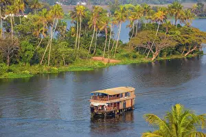 Forests Prints: Houseboat on Backwaters, Alappuzha (Alleppey), Kerala, India, Asia