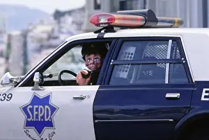 Autos Prints: HOWDY DOODY driving San Francisco Police Department PATROL CAR - SAN FRANCISCO