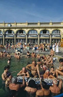 Activities Prints: Hungary, Budapest, Szechenyi Furdo. Chess Players In Thermal Baths Of Spa