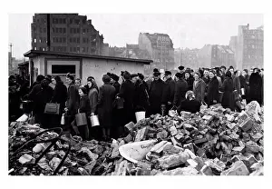 Hamburg Prints: Hungry crowd of people, in the city of Hamburg; Germany March 26