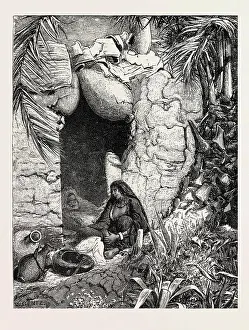 Engraved Image Prints: HUT OF A FELLAH, WITH ROOF OF POTS. Egypt, engraving 1879
