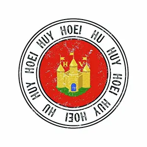 Benelux Prints: Huy, Belgium city vector grunge rubber stamp over white background