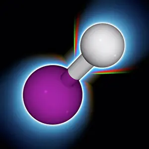 Matter Prints: Hydroiodic acid. Molecular model of the halide and mineral acid hydroiodic acid (HI)