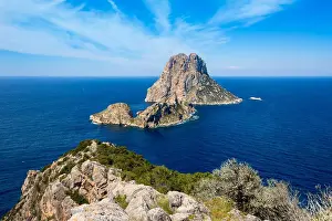 Seascape Prints: Ibiza Es Vedra and Vedranell from Torre des Savinar Sant Josep in Balearic Islands