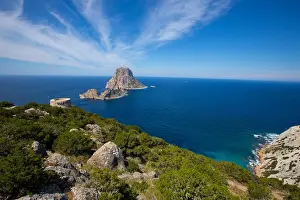 Jose Prints: Ibiza Es Vedra view from Torre des Savinar Tower San Jose in Balearic Islands