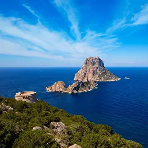 Seascape Prints: Ibiza Es Vedra view from Torre des Savinar Tower San Jose in Balearic Islands