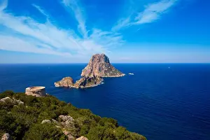 Seascape Prints: Ibiza Es Vedra view from Torre des Savinar Tower San Jose in Balearic Islands