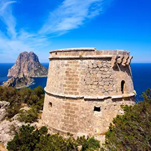 Island Prints: Ibiza Es Vedra view from Torre des Savinar Tower San Jose in Balearic Islands
