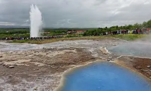Body Of Water Prints: Iceland, Haukadalur, Geysir Strokkur. Island, Haukadalur, Geysir Strokkur, Europe