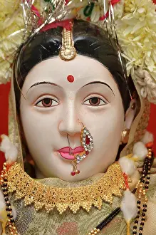 India Prints: Idol Of Goddess Gauri During Ganesh Ganpati Festival, Thane, Maharashtra, India