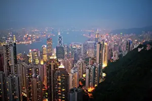 Out Door Prints: Illuminated cityscape at night