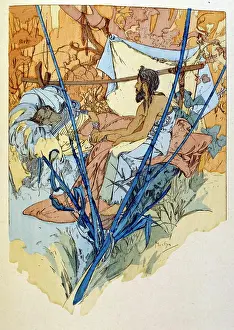 1860 Prints: Illustration by Alphonse Mucha from 'Rama' a poem in three acts by Paul Verola