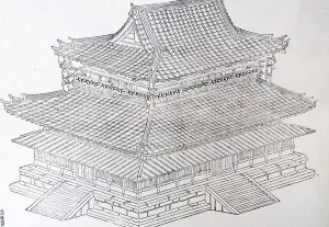 Buddha Prints: Illustration of the Buddhist Temple of Hry-ji, one of the powerful Seven Great Temples