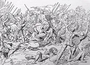 B C E Prints: Illustration depicting the Battle of Potidaea (432 BC) one of the catalysts for the Peloponnesian War
