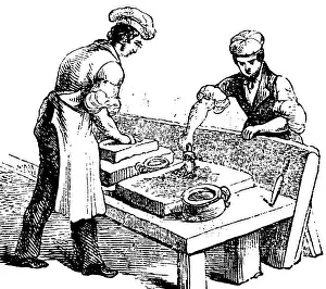 Paint Prints: Illustration depicting a boy covering a cushion liberally with paint