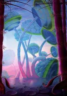 Terrestrial Prints: Illustration depicting giant water-based plants