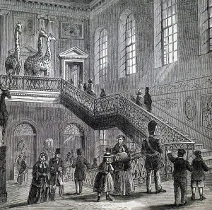 Bannister Prints: Illustration depicting the grand staircase at Montagu House