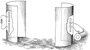 Existence Prints: Illustration depicting Heinrich Hertz's mirror experiment using oscillation