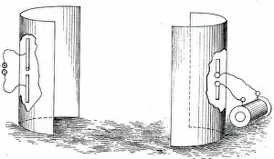 Existence Prints: Illustration depicting Heinrich Hertz's oscillator and reflecting metal sheets to show outward