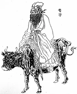 Writer Prints: Illustration depicting Laozi (604 BC- 531BC) an ancient Chinese philosopher