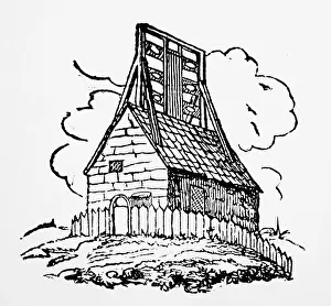 George Prints: Illustration depicting a telegraph tower that is using Murray's Shutter System