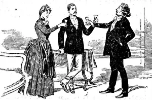 First Class Prints: Illustration depicting wealthy people making a toast. Dated 19th Century