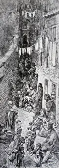Gustave Prints: Illustration by Gustave Dore showing slums in London