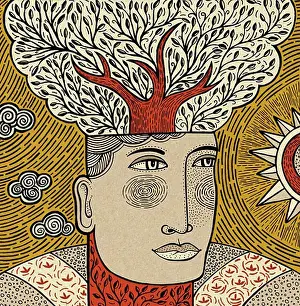 Idea Prints: Illustration of a man with a tree growing out of his head