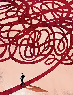 Vision Prints: Illustration of man walking on trail representing right path