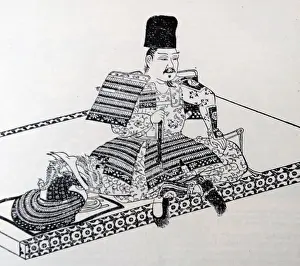 Founder Prints: Illustration of Minamoto no Yoritomo (1147-1199) founder and the first shogun of the Kamakura Shogunate of Japan