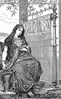 Fabric Prints: Illustration of Penelope weaving