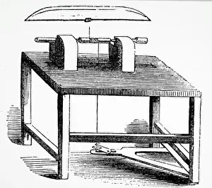 Pole Prints: Illustration showing Pole and treadle Lathe, for light/work. London, 1866