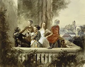 Balcony Prints: Im Freien. Adolph Menzel (1815-1905)