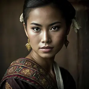 Elegance Prints: Image AI. Portrait of a beautiful young thai lady