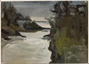 Przekaz Proweniencja Prints: ﻿Imatra in the evening - Finland. Ciągliński, Jan (1858-1913), painter
