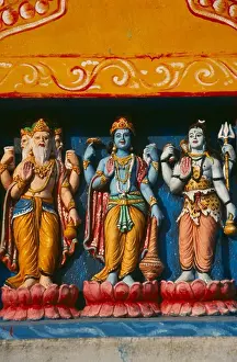 Hindus Prints: India, Orissa, Gopalpur On Sea, Detail Of Colourful Temple Carvings Depicting Hindu Gods
