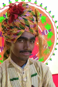 Model Release Prints: INDIA, Rajasthan, Pushkar: PUSHKAR CAMEL FAIR, Director of Rajasthani Dance troupe (MR)