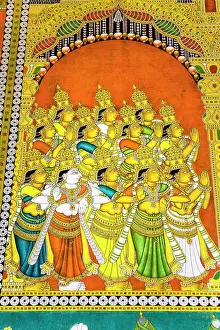Prayer Prints: India, Tamil Nadu, Madurai, Colourful Painting On A Wall, Meenakshi Temple