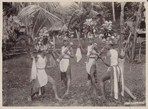 Voorkeursbeeld Prints: Indian boys in costumes dancing with cures in hand