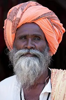India Prints: Indian man wearing traditional Rajasthani turban in Sadri town in Pali District of Rajasthan