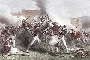 Engraved Image Prints: Indian Mutiny 1857-59: Death of Brigadier Adrian Hope during British attack on Fort Roodamow 15 April 1858