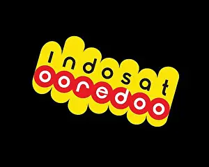 Background Plain Colored Prints: Indosat, rotated logo, black background B