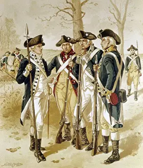 Side By Side Prints: Infantry in Continental Army (1771-83) by Henry Alexander Ogden, (1856-1936)