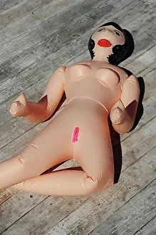 Inflatable sex doll or toy at the stand of DSL 55 in the open-air trade fair of Bread & Butter Premier League