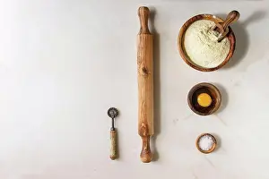 Flour Prints: Ingredients for homemade italian pasta ravioli cooking semolina flour