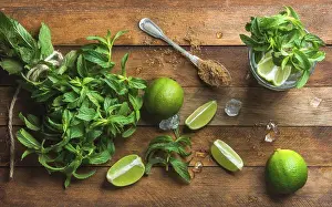 Topview Prints: Ingredients for making mojito summer cocktail