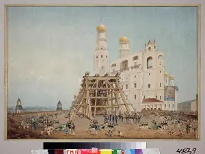 Kremlin Prints: Installation of the Tsar Bell in the Moscow Kremlin in 1836 by Sadovnikov
