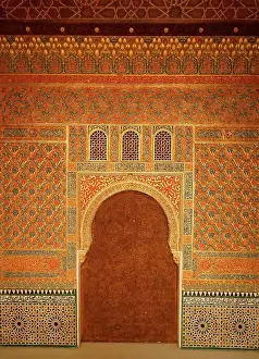 Arabic Prints: Interior of the Alhambra, a palace and fortress complex located in Granada