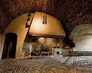 Mediaeval Prints: Interior of Chateau de Gruyeres; Gruyeres, Switzerland